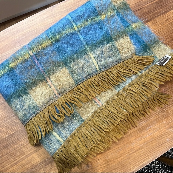 Vintage Scottish Mohair Wool Tartan Plaid Throw Blanket Andrew Stewart 50s 60s - Picture 7 of 8